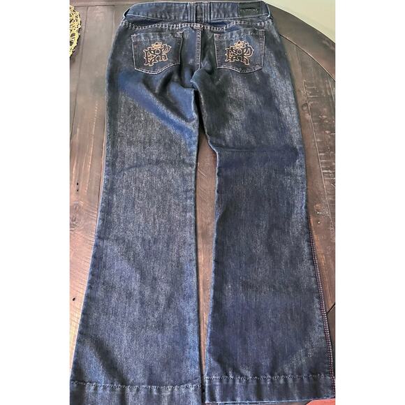 Express Jeans Stella Boot Cut Low Rise Dark Wash Stretch Shimmery Women's 8 Y2K - Picture 5 of 16